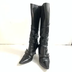 f001 K Salvatore Ferragamo DU30081 73 7 C 約24cm サルヴァトーレフェラガモ ロングブーツ 約23cm 靴　ガンチーニバックル