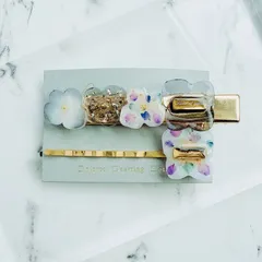 ハンドメイド【luminous】カラーヘアピン・ブルー　＊No.3