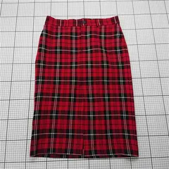 ◇ ⊇ ザラ ZARA チェック柄タイトスカート レッド系 XL レディース E  【1510240013573】