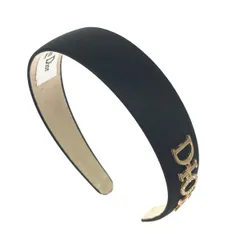 Christian Dior クリスチャンディオール カチューシャ  サテン/ゴールド金具/ラインスト―ン    ブラック レディース / 240001176031