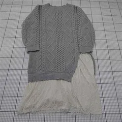 ◇ ⊇ ワンピース マーキュリーデュオ MERCURYDUO ケーブルニットレース切替ワンピース グレー系 レディース F E  【1511060032225】