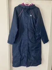 美品　adidas   ナイロンロングパーカー　ネイビー　M