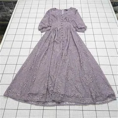 ◇ ⊂ ワンピース プールヴー POUR VOUS 544202012 レースロングワンピース パープル系 M レディース E  【1511110047643】