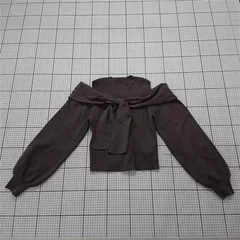 ◇ ⊇ マジェスティックレゴン MAJESTIC LEGON オフショルダーリボンニットトップス M グレー系 レディース E  【1511110047445】