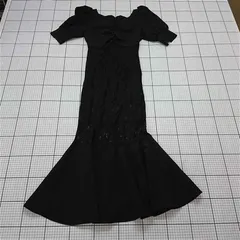 ◇ ⊂ ワンピース GRL グレイル pm275 パフスリーブレースマーメイドワンピース ブラック系 S レディース E  【1511110049715】