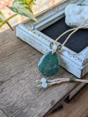 ☆グリーンアベンチュリン・アベンチュリン☆マクラメ編みネックレス 483・マクラメネックレス