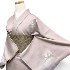 モダンな単衣の附下訪問着 唐草文 正絹 身丈163裄69 ⭐︎着物のみ
