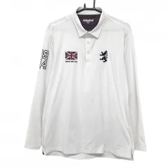 アドミラル 長袖ポロシャツ 白×ネイビー ロゴ刺しゅう 裏微起毛 メンズ LL ゴルフウェア Admiral