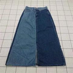 ◇ Θ AZUL BY MOUSSY アズールバイマウジー デニム調 ロング フレア スカート サイズM ネイビー系 レディース E  【1511120008863】