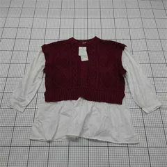 ◇ ⊇ 未使用 grove グローブ ドッキング風 長袖 ニット カットソー サイズM バーガンディ系 レディース E  【1511120008702】