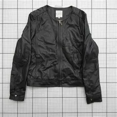 美品 KUMIKYOKU 大きいサイズ 5 ノーカラー レザージャケット 羊革 sankyo shokai（三京商会） ［割引クーポン発行中］レザージャケット