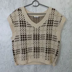 INGNI イング レディース トップス ベージュ系 チェック柄 Vネック ニットベスト カジュアル Mサイズ 〇◇