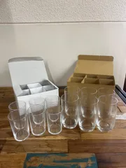 ＜食器大量出品中・まとめ買い歓迎＞無地シンプルコップ・グラス2種×各6個の計12個セット　【ct057】