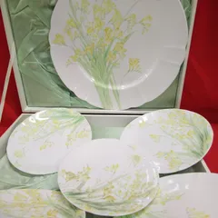 レトロ洋食器 三郷陶器 陶磁器 ケーキパーティーセット 大皿．小皿 平皿 6枚セット 中古品 ケース入り Q649