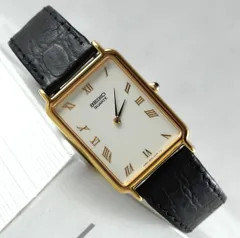 SEIKO セイコー クォーツ 角型 5E20-5B10 ローマン レクタングル ゴールド 薄型 ヴィンテージ vintage ドレスウォッチ 80s 90s Tank Style Watch Antique アンティーク 稼働品