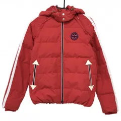 【超美品】ジャックバニー 4WAYダウンジャケット レッド×白 袖ライン 袖フード着脱可  レディース 1(M) ゴルフウェア Jack Bunny