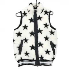 【超美品】ジャックバニー ボアベスト 白×黒 星柄 裏地付  レディース 2(L) ゴルフウェア Jack Bunny