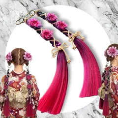 【現品限り】ポニーテールリング　リングエクステ　お花アレンジ　推し活　成人式髪飾り　成人式前撮り　卒業　和装飾り　袴　イベントヘア　フルール　ピンクエクステ　エクステ