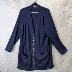 kohaku コハク レディースＦ ネイビー 長袖 ロングカーディガン デザインボタン ワンカラー 〇□