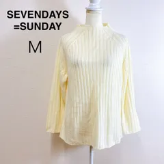 SEVENDAYS=SUNDAY ボトルネック ニット セーター ホワイト リブニット トップス シンプル 薄手ニット カジュアル 秋冬 M