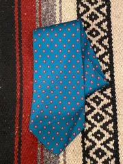 古着 ネクタイ 総柄 小花柄 青