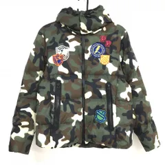 パーリーゲイツ ダウンジャケット ダークグレー×ブラウン×黒 カモフラ 迷彩 フード取外し可  メンズ 4(M) ゴルフウェア PEARLY GATES