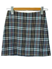 バーバリーブルーレーベル BURBERRY BLUE LABEL ミニ スカート 36 ウール ブルー ノバチェック ボトムス