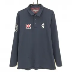 【美品】アドミラル 長袖ポロシャツ ネイビー×白 ロゴ刺しゅう 裏微起毛  メンズ LL ゴルフウェア Admiral