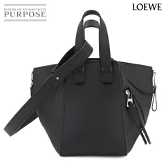 美品 ロエベ LOEWE ハンモック コンパクト 2way ハンド ショルダー バッグ レザー ブラック シルバー 金具 90303724