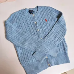 ポロ ラルフローレン キッズ 女の子 100% コットン セーター ニット カーディガン M ほぼ新品