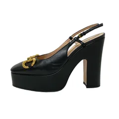 GUCCI(グッチ) サンダル 37 レディース - 黒 ホースビット レザー