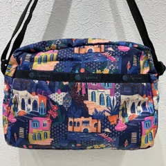 7423　LeSportsac レスポートサック　ショルダーバッグ　青　ブルー　　ダニエラクロスボディ　小さめ　ミニ　軽量　レディース　シンプル　花柄　街並み　リゾート