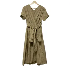 ESTNATION(エストネーション) ワンピース サイズ36 S レディース美品  - ライトブラウン 半袖/ロング/ベルト付き