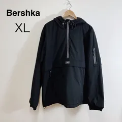 Bershka ウィンドブレーカージャケット ブラック ハーフジップ ライトアウター ナイロンジャケット アウトドア スポーツ ストリート カジュアル XLのサムネイル