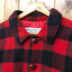 90's KEARNEY HOUSE カーニーハウス メンズL 長袖ジャケット バッファローチェック柄 キルティング裏地 袖レザー ジャンパー アウター アメカジ  ヴィンテージ古着