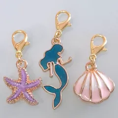 【247】ミニサイズ♡ファスナーチャーム♡貝殻♡夏♡海♡人魚♡マーメイド♡シェル♡3個セット アクセサリー - チャーム
