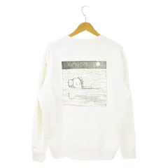 ユニクロ UNIQLO UT × カウズ KAWS + ウォーホル グラフィックスウェットシャツ トレーナー クルーネック 丸首 長袖 キャラクター L 白 ホワイト /AH11 ■GY99