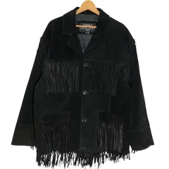 Leather Gallery スエードウエスタン レザージャケット フリンジ ジャケット オーバーサイズ ビックシルエット CHINA製 メンズ XL ブラック
