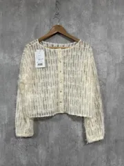 美品 mily bilet ミウィビレット 透け感 もこもこ シンプル カーディガン sizeS/アイボリー ■■ レディース