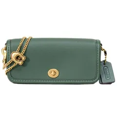 コーチ バッグ COACH グラブタンレザー ディンキー 14 ターンロック スライダー チェーン スモール 2way クラッチ クロスボディー 斜め掛け ショルダーバッグ ブラス×ハンターグリーン CZ108