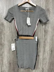 美品 GYDA ジェイダ ニット トップス セットアップ 半袖 タイト スカート sizeF/グレー ◆■ レディース