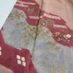 付下げ 刺繍と絞り 金彩 ちりめん 一つ紋 正絹 MK-2044