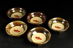 蔵A3677】輪島塗 蒔絵菊花文 吸物椀 汁椀 五客 共箱 - メルカリ