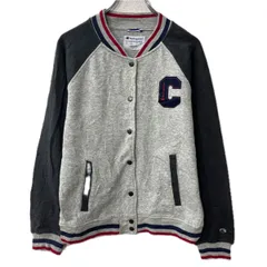 Champion ジャケット M グレー スナップボタン ロゴ ラグラン アウター 春秋物 a712-5807