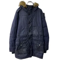 TOMMY HILFIGER ダウンジャケット M ネイビー トミーヒルフィガー ジップアップ ボタン フーディー ファー 中綿 アウター 冬物 a712-5832