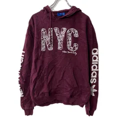 adidas ロゴスウェット パーカー M ワインレッド アディダス フーディー プルオーバー プリント トップス 秋物 a712-5855