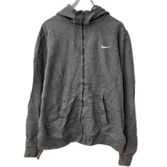 NIKE ロゴスウェット パーカー L グレー ナイキ フーディー ジップアップ ワンポイントロゴ トップス 秋物 a712-5879