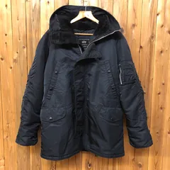 ALPHA INDUSTRIES INC. メンズM アルファ インダストリーズ N-3Bパーカー ナイロンジャケット ジャンパー 黒 フード裏ボア 防寒 アウター