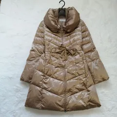 バーニーズニューヨーク ダウンコート ダウンジャケット ロングコート ボリュームカラー Aライン ウエストベルトリボン ゴールド ダブルファスナー