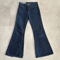 70s ベルボトム フレアデニムパンツ ブッシュパンツ ヒッピー TALON 濃紺 ヴィンテージ